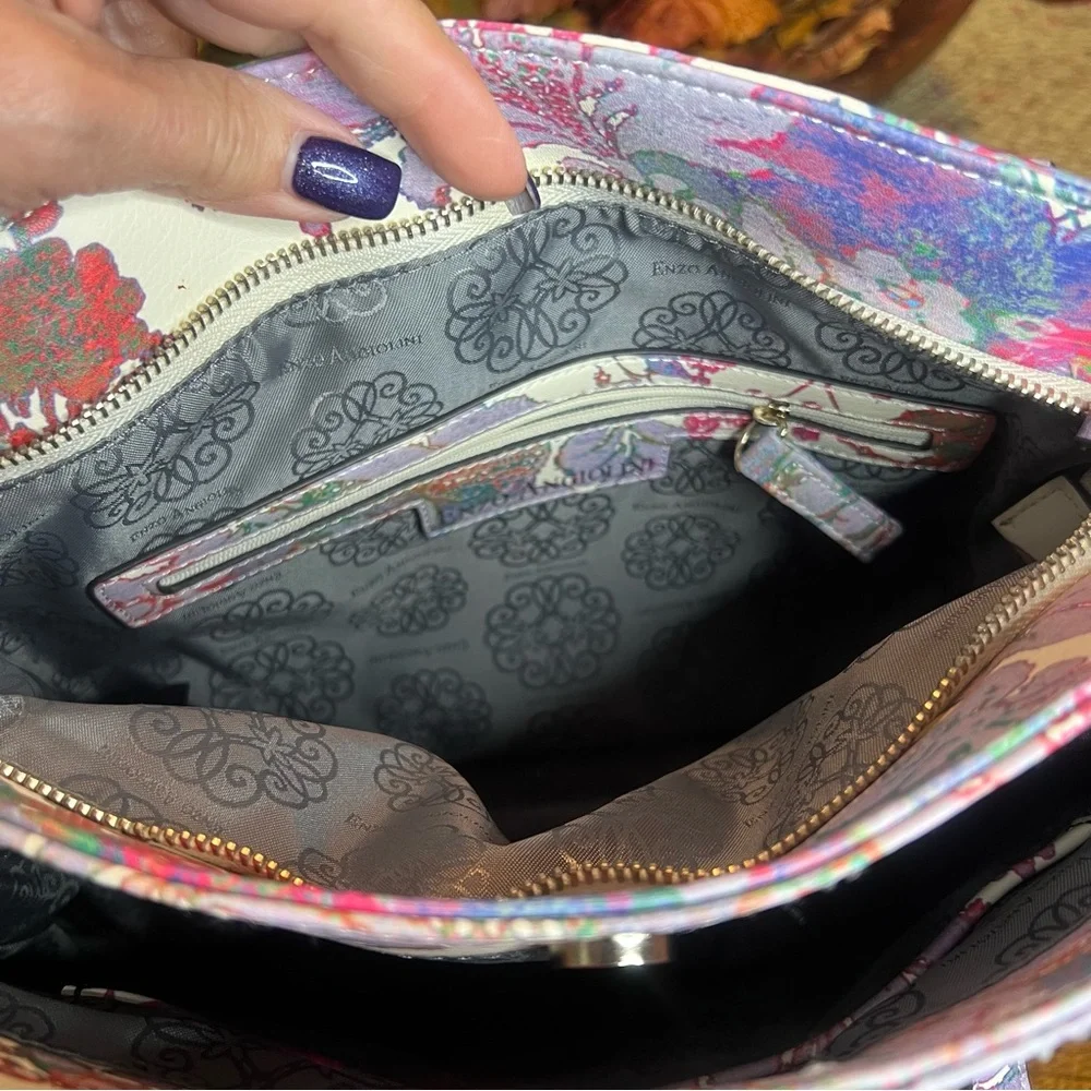 Enzo Angiolini watercolor floral shoulder bag